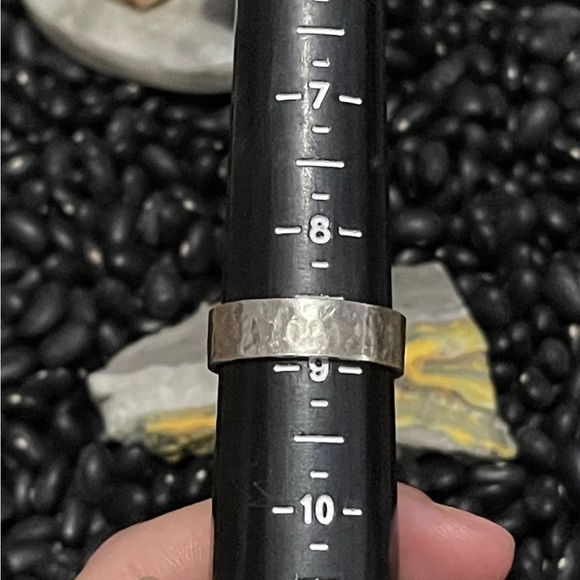 Native American Sterling Silver Blue Australian Opal Ring Stacker 8.5 Hammered - Picture 9 of 9